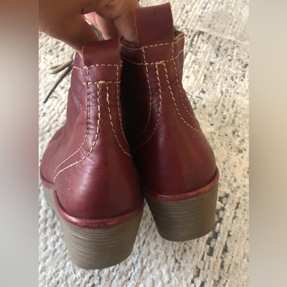 Fly London Yole Lace Up Wedge Ankle Boots in Oxblood Leather 40 - Picture 7 of 9